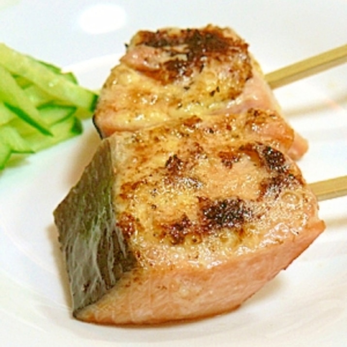鮭の洋風バジルマヨネーズ魚串